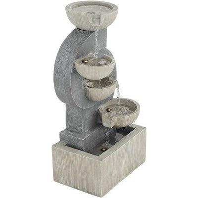  Tarin Four Bowl 23 1/2" High Large Modern Indoor Outdoor Decor Gray Faux Stone Floor Fountain With Light LED Cascading Outside