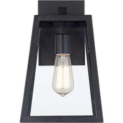  John Timberland Arrington Industrial Outdoor Wall Light Sconces Set Of 2 Mystic Black Hardwire 8" Fixture Clear Glass For Bedroom Bathroom Vanity Home