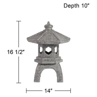  John Timberland Pagoda Statue Sculpture Garden Decor Indoor Outdoor Front Porch Patio Yard Outside Home Balcony Old Faux Stone Finish 16 1/2" Tall