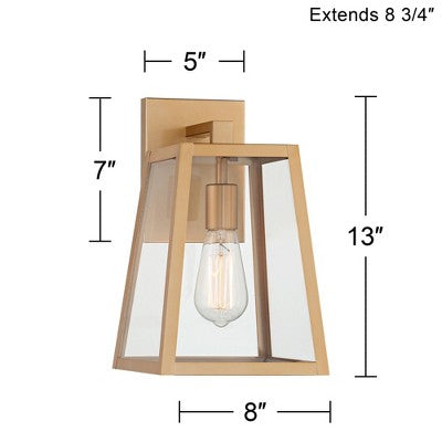  John Timberland Arrington Modern Outdoor Wall Light Fixture Soft Gold Metal 13" Clear Glass For Post Exterior Barn Deck House Porch Yard Posts Patio