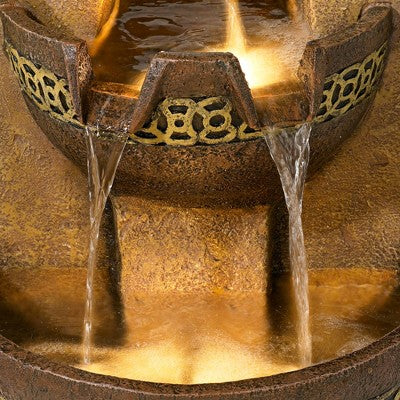  John Timberland Outdoor Floor Water Fountain Four Bowl Cascading Waterfall 41" Tall For Yard Garden Lawn