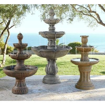  John Timberland Tuscan Garden Rustic 3 Tier Basin Outdoor Floor Water Fountain 41 1/2" For Yard Backyard Garden Patio Home Deck Porch House Exterior