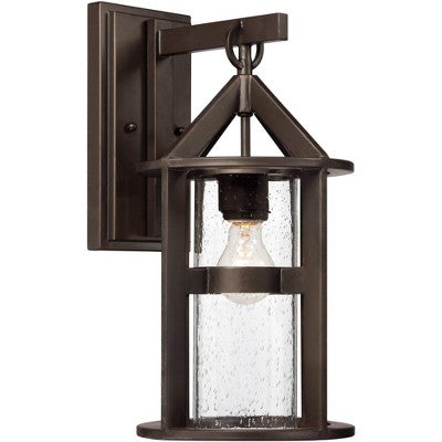  John Timberland Argentine Rustic Farmhouse Outdoor Wall Light Fixture Bronze 17" Clear Seedy Cylinder Glass For Post Exterior Barn Deck House Porch
