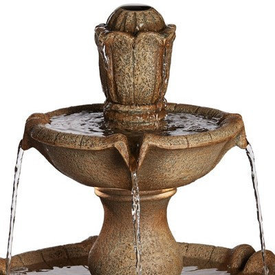  John Timberland Arosco Rustic 3 Tier Basin Outdoor Floor Water Fountain With LED Light 43" For Yard Garden Patio Home Deck Porch Exterior Balcony Roof