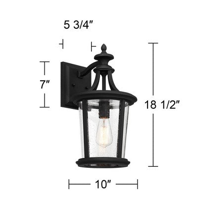  John Timberland Leto 18 1/2" High Modern Outdoor Wall Light Fixture Mount Porch House Exterior Outside Weatherproof Black Metal Clear Glass Shade