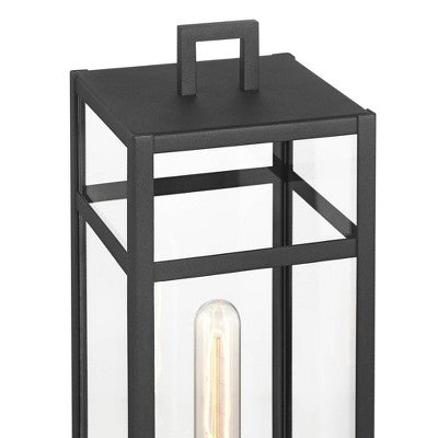  John Timberland San Lucas 21 3/4" High Modern Outdoor Post Light Fixture Pole Porch House Exterior Weatherproof Sand Black Metal Clear Glass Shade