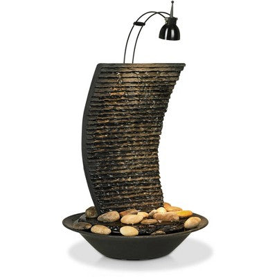  John Timberland Water Ripple Japanese Zen Waterfall Ripple Indoor Tabletop Fountain With Light 17 1/4" For Table Office Desk Home Bedroom Living Room
