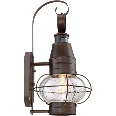  John Timberland Galt Rustic Outdoor Wall Light Fixture Oil Rubbed Bronze Motion Sensor Dusk To Dawn 19 3/4" Clear Seedy Glass For Post Exterior Barn