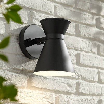  John Timberland Vance 8" High Modern Outdoor Wall Light Fixture Mount Porch House Exterior Outside LED Bulb Swivel Weatherproof Black Metal Deck