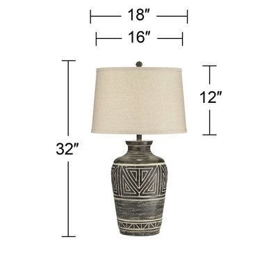  John Timberland Miguel Rustic Table Lamp Southwest 32" Tall Earth Tone Linen Drum Shade For Bedroom Living Room Bedside Nightstand Office Kids House
