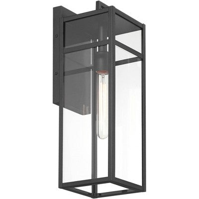  John Timberland San Lucas 18 3/4" High Modern Outdoor Wall Light Fixture Mount Porch House Exterior Weatherproof Sand Black Metal Clear Glass Shade