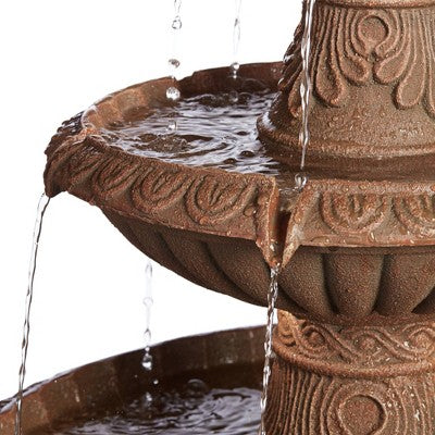  Santa Cruz 45 3/4" High Large Italian Outdoor Decor Faux Stone Floor Fountain With Light LED 3-Tier Outside Garden Patio Yard