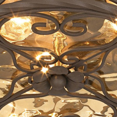  John Timberland Casa Seville Rustic Farmhouse Flush Mount Outdoor Ceiling Light Fixture Dark Walnut 4 1/2" Champagne Water Glass For Post Exterior