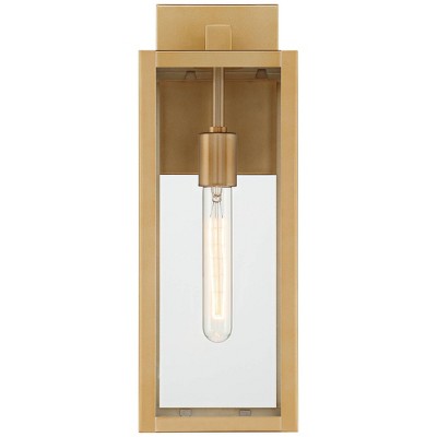  John Timberland Titan 17" High Modern Outdoor Wall Light Fixture Mount Porch House Edison Bulb Weatherproof Soft Gold Finish Clear Glass Shade