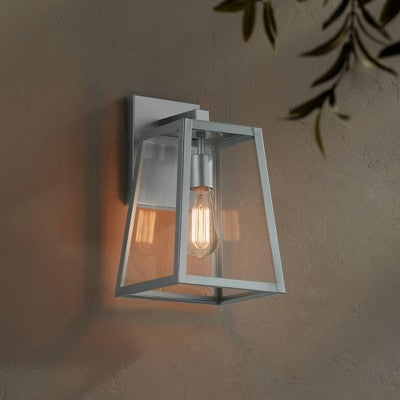  John Timberland Arrington Modern Outdoor Wall Light Fixture Silver Steel 13" Clear Glass For Post Exterior Barn Deck House Porch Yard Posts Patio Home
