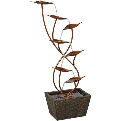  John Timberland Ashton Curved Leaves Modern Cascading Outdoor Floor Water Fountain 41" For Yard Garden Patio Home Deck Porch House Exterior Balcony