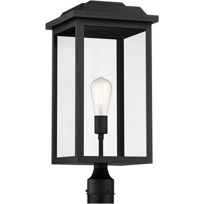  John Timberland Eastcrest Modern Outdoor Post Light Textured Black 22 1/2" Clear Glass Panels For Exterior Barn Deck House Porch Yard Patio Outside