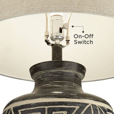  John Timberland Miguel Rustic Table Lamp Southwest 32" Tall Earth Tone Linen Drum Shade For Bedroom Living Room Bedside Nightstand Office Kids House
