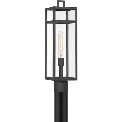  John Timberland San Lucas 21 3/4" High Modern Outdoor Post Light Fixture Pole Porch House Exterior Weatherproof Sand Black Metal Clear Glass Shade