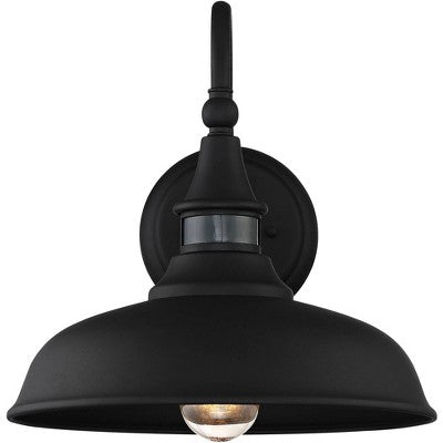  John Timberland Gough Rustic Industrial Wall Light Fixture Set Of 2 Texturized Black Dusk To Dawn Motion Sensor 12 1/2" For Post Exterior Barn Deck