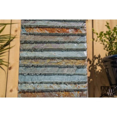  Stave 19" High Small Rustic Zen Indoor Outdoor Decor Slate Stone Tabletop Fountain With Light LED Waterfall Outside Garden Patio