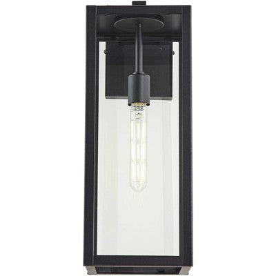  John Timberland Titan Modern Outdoor Wall Light Fixtures Set Of 2 Mystic Black Rectangular Frame 20" Clear Glass For Post Exterior Barn