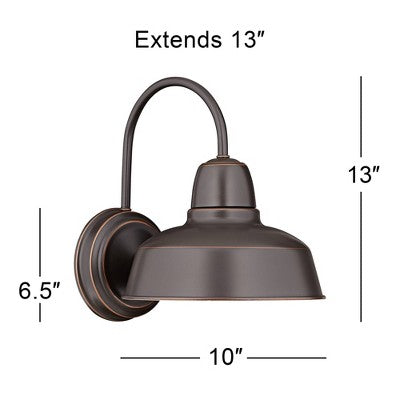  John Timberland Rustic Farmhouse Outdoor Wall Light Fixture Urban Barn Oil Rubbed Bronze Steel 13" For Exterior House Porch Patio