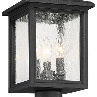  John Timberland Moray Bay Rustic Mission Outdoor Post Light Black 17" Clear Seedy Glass For Exterior Barn Deck House Porch Yard Patio Home Outside
