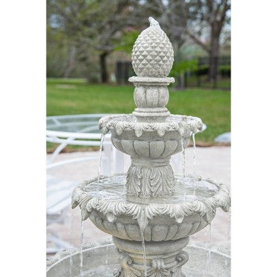  Ibiza 46" High Large Italian Outdoor Decor Sand Stone Floor Fountain With Light LED 3-Tier Outside Garden Patio Yard Backyard