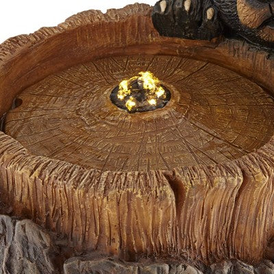  John Timberland Bears On Log Rustic Lodge Bubbler Outdoor Floor Water Fountain With LED Light 28 1/2" For Yard Garden Patio Home Deck Porch Exterior