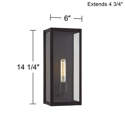  John Timberland Cornell Modern Outdoor Wall Light Fixtures Set Of 2 Sand Black 16" Clear Glass Panels For Post Exterior Barn Deck House
