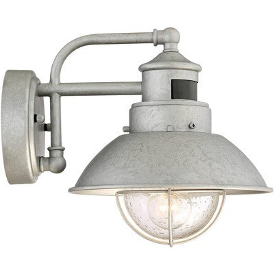  John Timberland Oberlin Rustic Industrial Farmhouse Outdoor Barn Light Fixture Galvanized Dusk To Dawn Motion Sensor 9" Clear Seedy Glass For Exterior