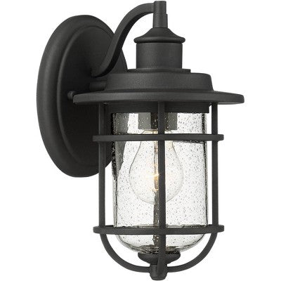  John Timberland Markham Modern Nautical Outdoor Wall Light Fixtures Set Of 2 Textured Black 10 1/2" Clear Seedy Glass For Post Exterior Barn Deck Home