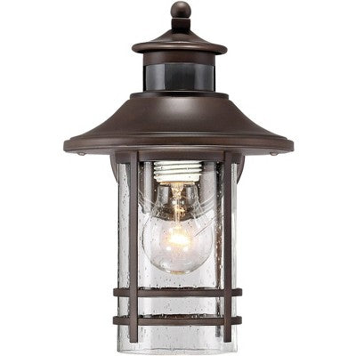  John Timberland Habitat Rustic Industrial Outdoor Wall Light Fixtures Set Of 2 Bronze Dusk To Dawn Motion Sensor 11 1/4" Seedy Glass For Exterior