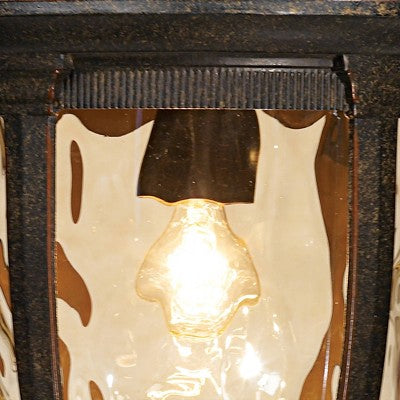  John Timberland Bellagio Rustic Outdoor Hanging Light Bronze 18" Champagne Hammered Glass Damp Rated For Post Exterior Barn Deck House Porch Patio