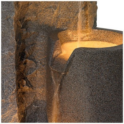  John Timberland Bowl And Pillar Modern Zen Cascading Outdoor Floor Water Fountain With LED Light 34 1/2" For Yard Garden Patio Home Deck Porch House