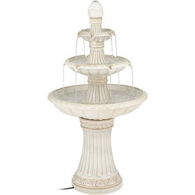  Formentera 45 1/4" High Large Italian Outdoor Decor Off-White Ceramic Floor Fountain With Light LED 3-Tier Outside Garden Patio Yard