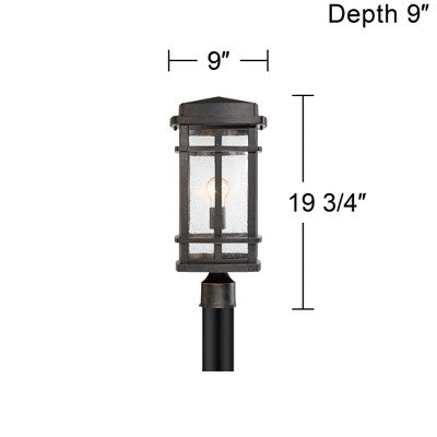  John Timberland Mission Outdoor Post Light Fixture Oil Rubbed Bronze 19 1/4" Clear Seedy Glass For Exterior Garden Yard Walkway