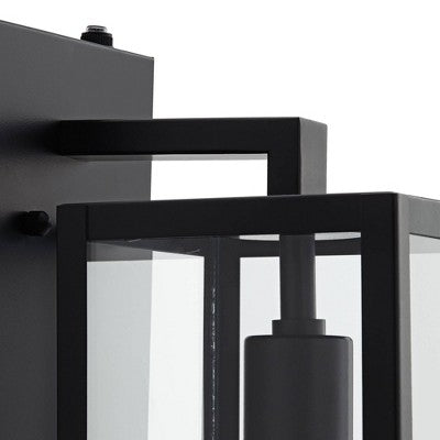  John Timberland Titan Modern Outdoor Wall Light Fixtures Set Of 2 Mystic Black Dusk To Dawn 14" Clear Glass For Post Exterior Barn Deck