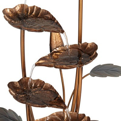  John Timberland Leonisis Rustic Cascading Leaves Outdoor Floor Water Fountain 38 1/2" For Yard Garden Patio Home Deck Lawn Porch House