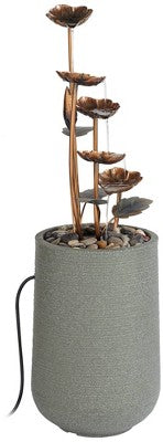 John Timberland Leonisis Rustic Cascading Leaves Outdoor Floor Water Fountain 38 1/2" For Yard Garden Patio Home Deck Lawn Porch House