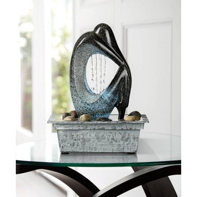  John Timberland Modern Tabletop Water Fountain With LED Light 10" Silhouette For Indoor Table Top Desk