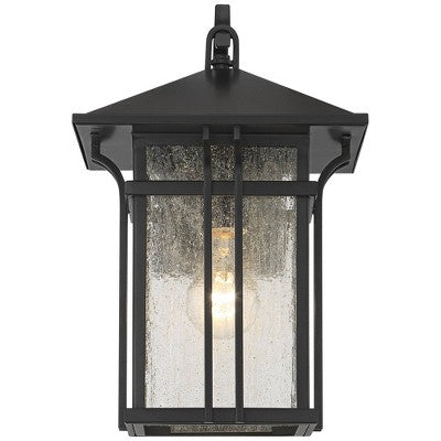  John Timberland Mission Outdoor Wall Light Fixture Painted Bronze 14" Seeded Clear Glass Lantern For House Porch Patio Deck
