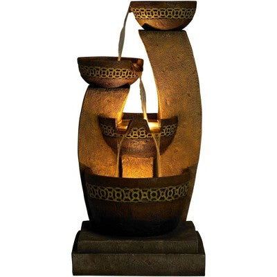  John Timberland Outdoor Floor Water Fountain Four Bowl Cascading Waterfall 41" Tall For Yard Garden Lawn