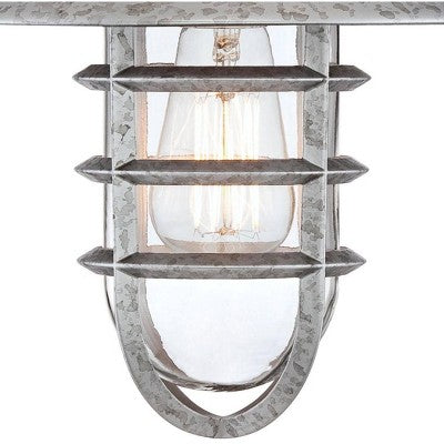  John Timberland Marlowe Industrial Outdoor Wall Light Fixture Galvanized Hooded Cage 13" Clear Glass For Post Exterior Barn Deck House Porch Yard Home