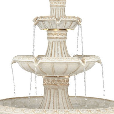  Formentera 45 1/4" High Large Italian Outdoor Decor Off-White Ceramic Floor Fountain With Light LED 3-Tier Outside Garden Patio Yard