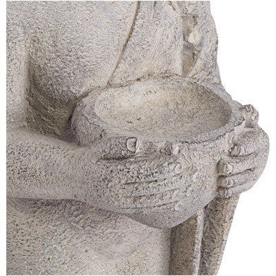  John Timberland Standing Buddha Statue Sculpture Zen Garden Decor Indoor Outdoor Front Porch Patio Yard Outside Home Balcony Gray Faux Stone 32" Tall