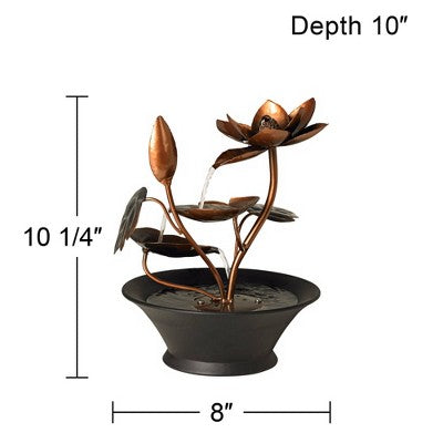  John Timberland Begonia Flowers Modern Zen Cascading Indoor Tabletop Water Fountain 10 1/4" For Table Office Desk Home Bedroom Living Room Relaxation