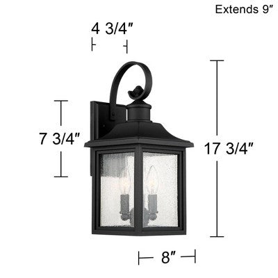  John Timberland Moray Bay Mission Outdoor Wall Light Fixture Black 17 3/4" Clear Seedy Glass For Post Exterior Barn Deck House Porch Yard Posts Patio