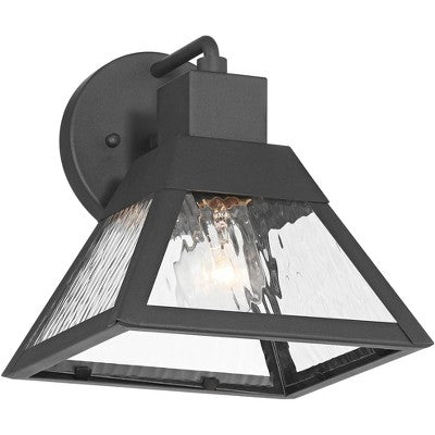  John Timberland Delia 9 1/4" High Modern Outdoor Wall Light Fixture Mount Porch House Weatherproof Textured Black Finish Metal Clear Glass Shade